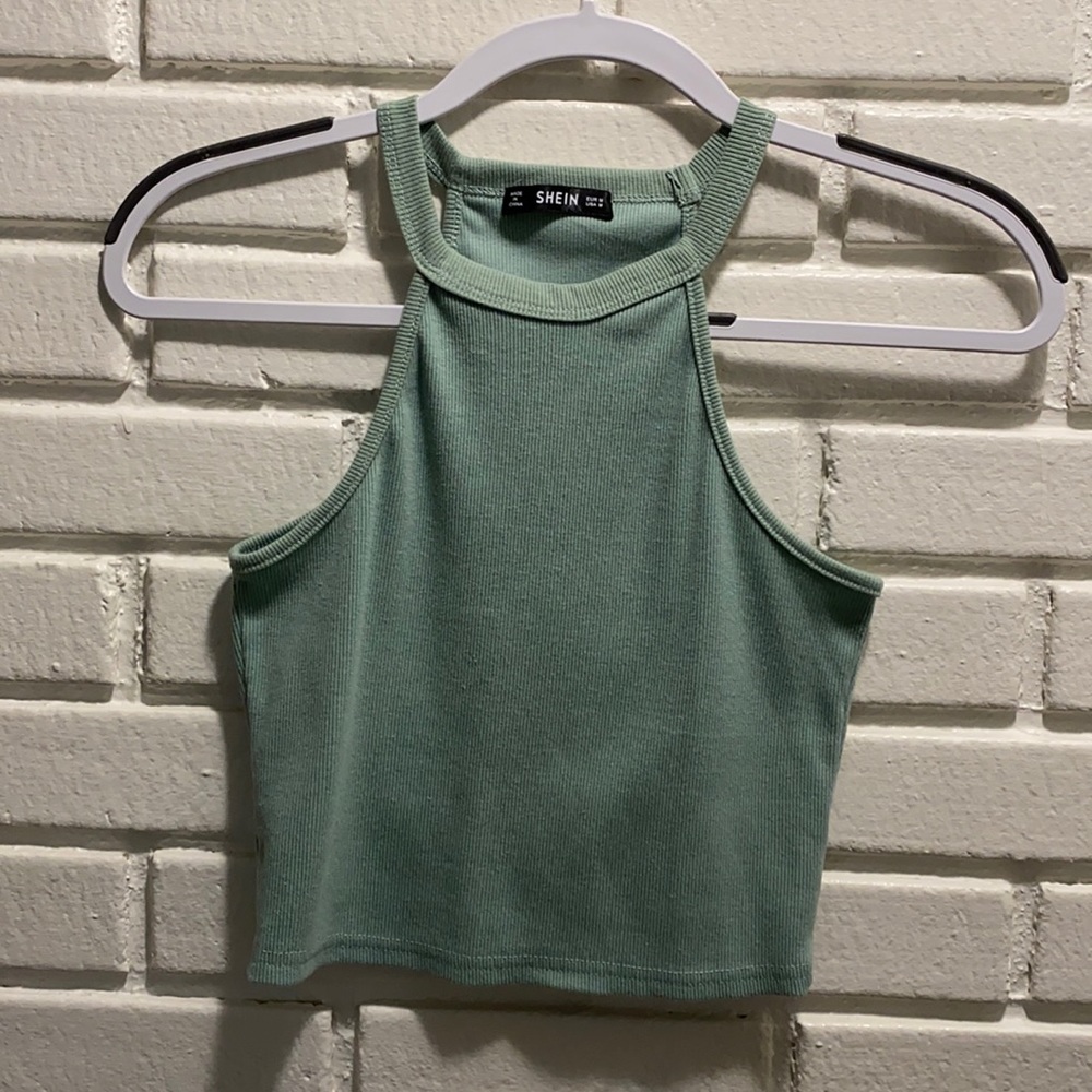 SHEIN Green Tank Crop Top Size Medium